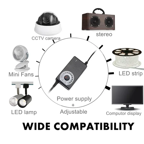 Vista 5 de Fuente de alimentación ajustable 100-240V AC a DC 3-12V 2A 24W Transformador de control de velocidad de bajo voltaje Convertidor de atenuador