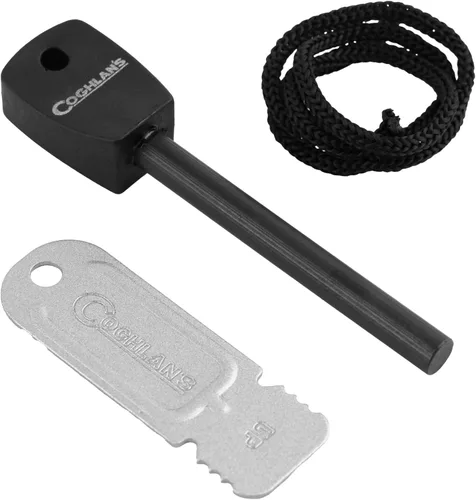 Vista 2 de Coghlan's Flint Striker Firestarter Herramienta para camping, senderismo, supervivencia de emergencia e encendido al aire libre - Varilla
