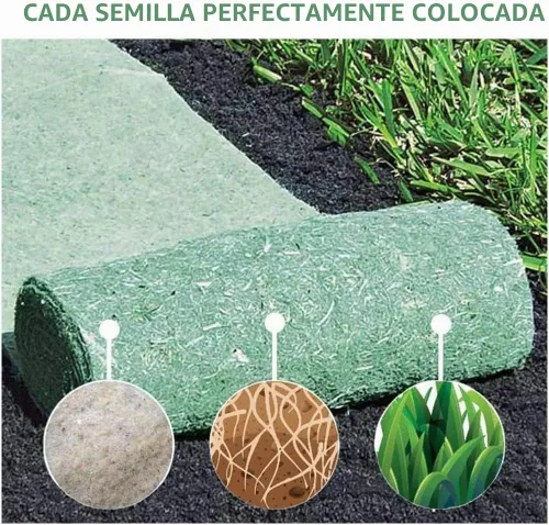 Vista 3 de Rollo de tapete de semillas de césped, tapete de semillas de césped biodegradable, manta de germinación de semillas de césped para plantas de patio