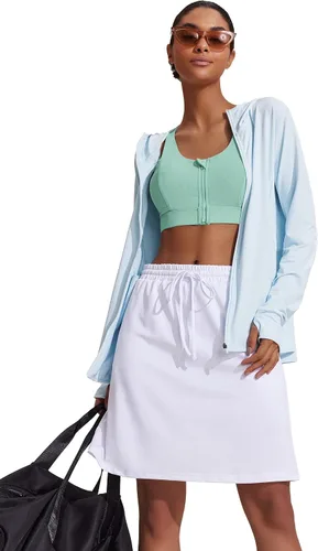 Vista 3 de COOrun Brasier deportivo largo para mujer, con soporte medio, correas ajustables, cruzadas, para gimnasio, entrenamiento de fitness