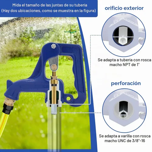 Vista 2 de Cabezal de hidrante de incendios para patio, se adapta a varilla de rosca macho de 3/8 "-16UNC, tubo de rosca macho NPT de 1 pulgada, para patio