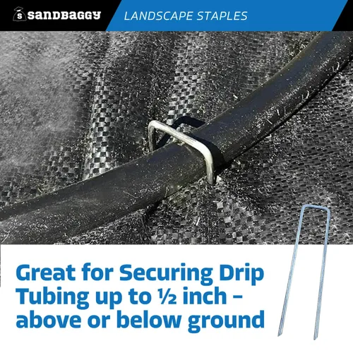 Vista 6 de Sandbaggy Grapas de césped para paisaje de 6 pulgadas (acero calibre 8) Ideal para suelos duros y rocosos 40% más grueso que el calibre 11