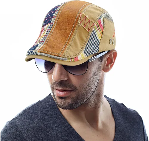 Vista 5 de M MOACC - Gorra de hombre de algodón ajustable con hebilla, boina, sombrero de periodista, gorro Cabbie Gatsby, gorras de conducción, gorras planas
