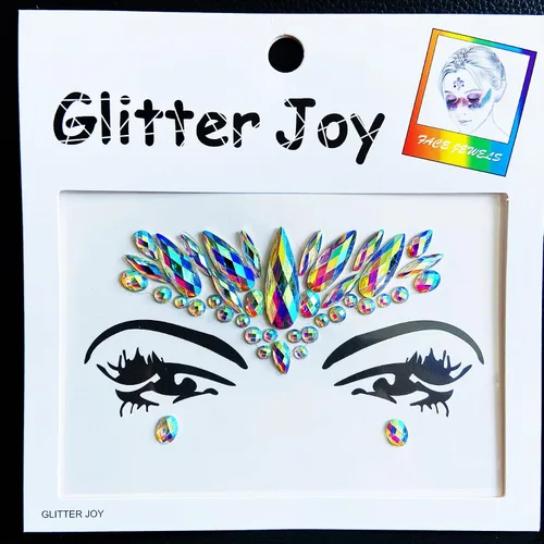Vista 2 de Joyas de gemas faciales, calcomanías de tatuaje de joyas faciales para festivales, gemas corporales pegadas en la cara, tatuajes faciales temporales