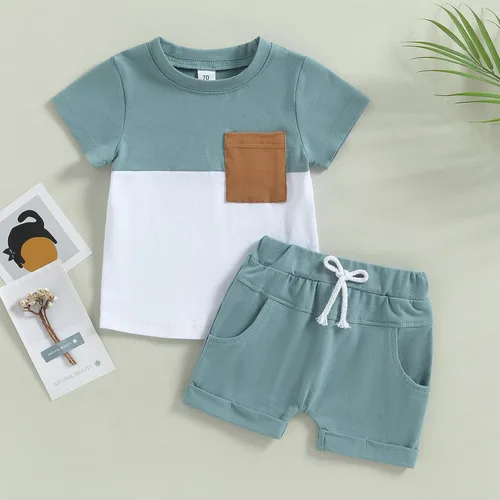 Vista 6 de Engofs Conjunto de 2 piezas de camiseta de manga corta y pantalones cortos para bebé niño