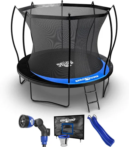 Vista 20 de SpaceJump Lunar Trampolín para exteriores, 8 pies, 10 pies, 12 pies, 14 pies, gorila redonda de 16 pies con red de seguridad, accesorios opcionales