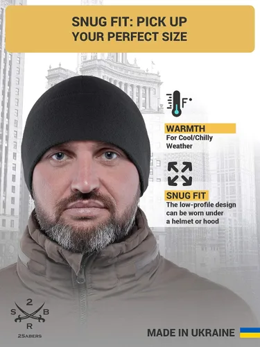 Vista 3 de 2SBR 2SABERS Gorra de reloj de forro polar 170 para hombre y mujer, gorro de calavera militar
