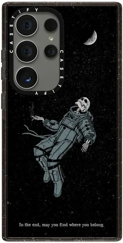 Vista 189 de CASETiFY Funda de impacto para Galaxy S22+ - Adhesivo Aries Moross, color negro transparente