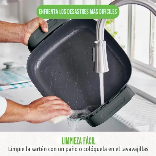 Vista 7 de GreenLife - Sartén eléctrica cuadrada de 12" 5QT, tapa de vidrio con ventilación, interior antiadherente de cerámica libre de PFAS, control