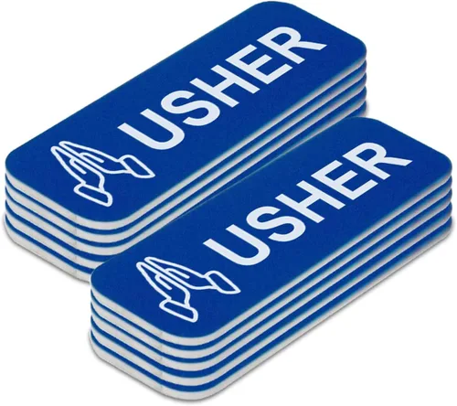 Vista 16 de Usher - Placa de identificación de 1 x 3, color negro, manos orantes (paquete de 3)