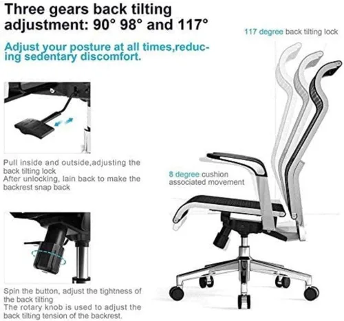 Vista 3 de Silla ergonómica simple de malla completa para juegos, silla de computadora, silla giratoria de oficina, silla para el hogar (estilo 1)