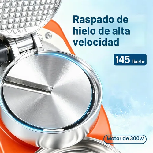 Vista 5 de Máquina para picar hielo F2C, 300 watts, para preparar raspados, 143 libras, Anaranjado