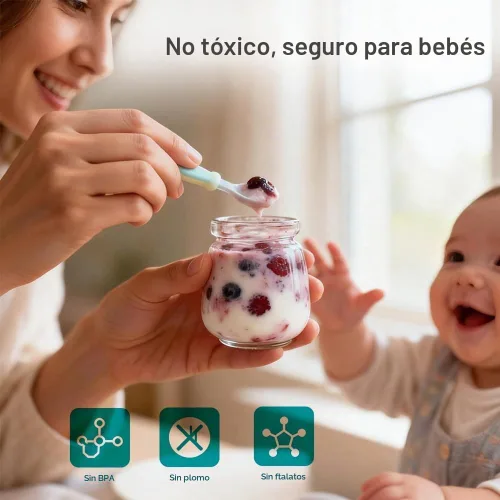 Vista 4 de Contenedores de almacenamiento de alimentos para bebés, paquete de 12 recipientes de comida para bebés con tapas, frascos de vidrio de 4 onzas