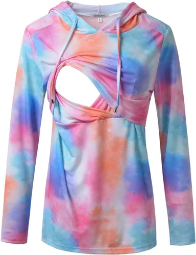 Vista 125 de GINKANA Sudadera con capucha para mujer, manga larga, lactancia materna, ropa casual
