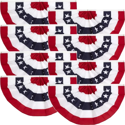Vista 8 de 3 banderines plisados para abanicos de Estados Unidos, 36.0 x 18.0 in, hechos a mano con diseño de patriótico estadounidense, banderas plisadas, 2