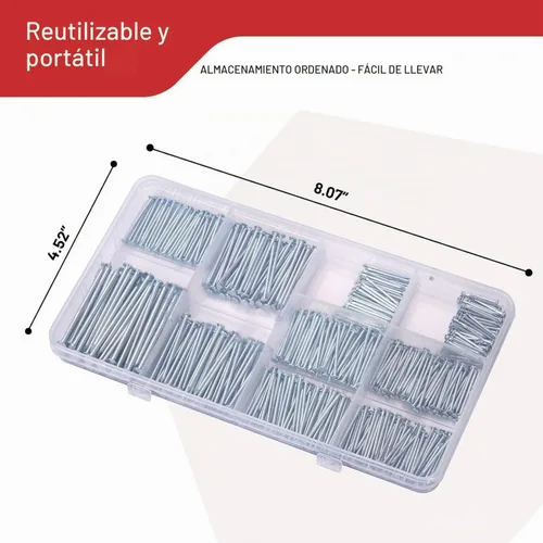 Vista 5 de Kit surtido de uñas de acero galvanizado para colgar cuadros (350 piezas)