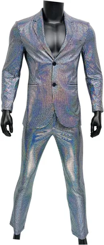 Vista 3 de Conjunto de 2 piezas con chaqueta de lentejuelas metálicas, conjunto de 2 piezas, para baile de graduación, boda, fiesta, banquete, chaqueta