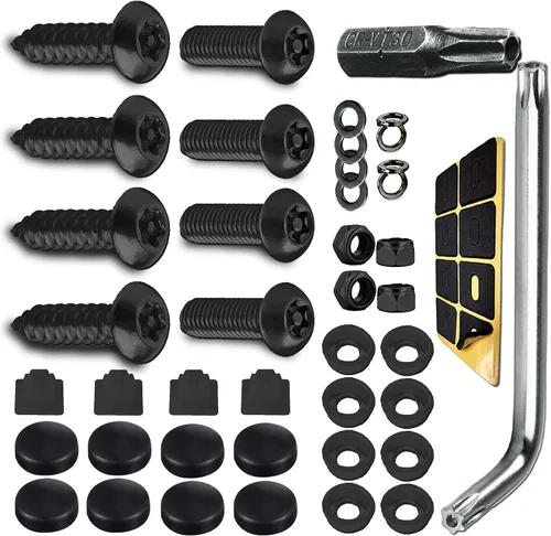 Vista 13 de Tornillos antirrobo para placa de matrícula, accesorios de montaje resistentes a manipulaciones, juego de tornillos de seguridad de 1/4" (M6), kit