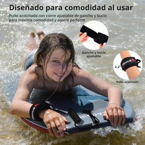 Vista 4 de Abahub 4 ft Bodyboard Leash,Coiled Wrist Surf Body Board Leashes with Plug Boogie Board Leash,5.5mm Thick,Premium Body Board Wrist Negro