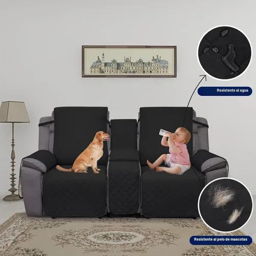 Vista 3 de PureFit Funda de Sofá de Dos Plazas Reclinable Reversible Resistente al Agua - Protector de Muebles Antideslizante para Reclinable de 2 Asientos
