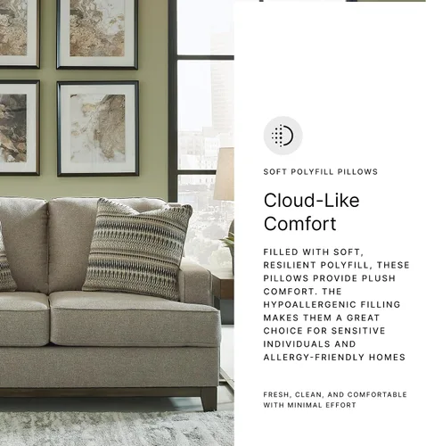 Vista 11 de Signature Design by Ashley Kaywood - Sofá biplaza moderno con almohadas decorativas, color gris