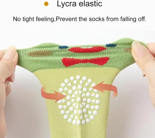 Vista 3 de Calcetines de rodilla antideslizantes para bebés y niños pequeños con agarre, calcetines antideslizantes para recién nacidos, para niños y niñas