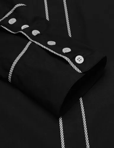 Vista 6 de Coofandy - Camisa estilo vaquero del oeste bordada de manga larga, ajuste ceñido, con botones, informal, para hombre