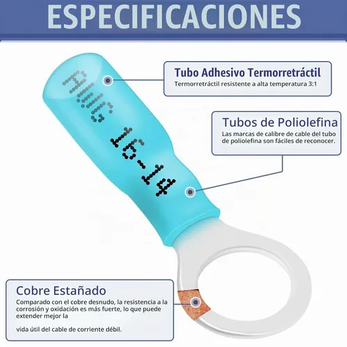 Vista 3 de 325 unidades de conectores de cable termorretráctil de grado marino - Kit de conectores eléctricos Sopoby de cobre rojo estaño, conectores