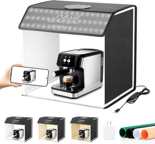 Vista 13 de Caja de luz de estudio fotográfico mini de Puluz, kit de tienda de fotos portátil, carpa plegable para fotografía con CRI >95, 104 luces LED y 6