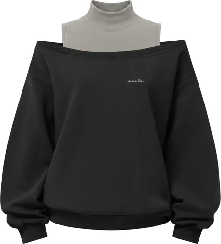 Vista 12 de Aelfric Eden Sudadera de cuello alto falso con hombros descubiertos para Gris Stone