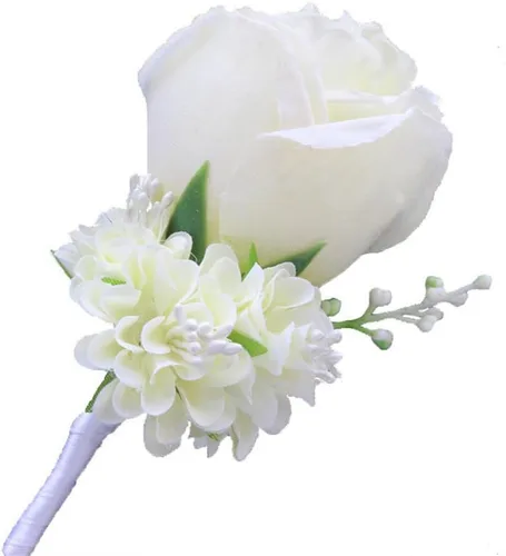 Vista 4 de broche decorativo de rosa para traje de hombre. Ideal para usar en bodas.