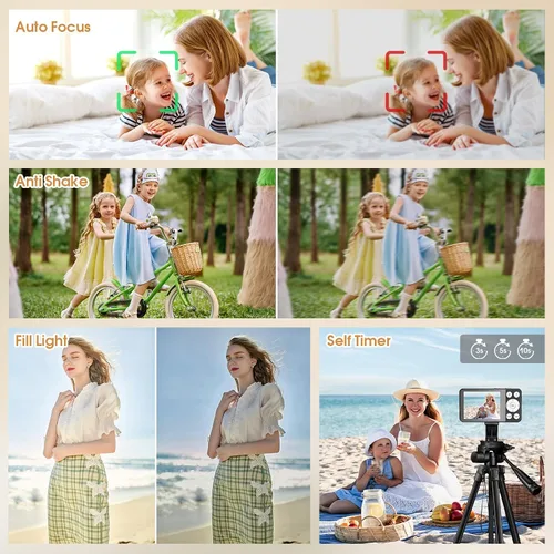 Vista 8 de Cámara digital 4K para adolescentes, cámara digital FHD de 64 MP para niños con tarjeta SD de 64 GB, cámaras de zoom digital 18X para fotografía