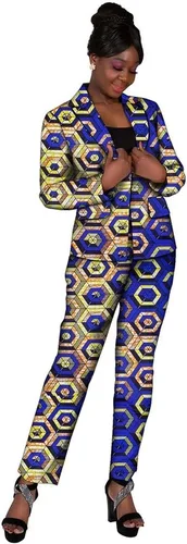 Vista 20 de XIAOHUAGUA Trajes africanos para mujer, conjunto de 2 piezas con estampado de Ankara Fs1496