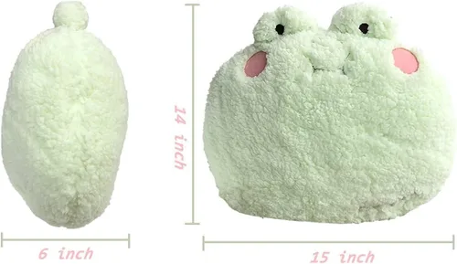 Vista 2 de Almohada de felpa de rana, adorable animal de peluche de rana (15 * 14 pulgadas), decoración de cojín para el hogar, almohada para abrazar de felpa
