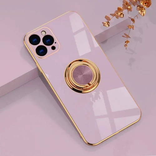 Vista 72 de Compatible con iPhone 11 Kickstand, anillo de rotación de 360 grados integrado con borde de oro rosa brillante que funciona con soporte magnético