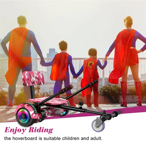 Vista 2 de FLYING-ANT Hoverboard de 6.5" de dos ruedas con asiento de autoequilibrio, scooter eléctrico con ruedas de luz LED Flash