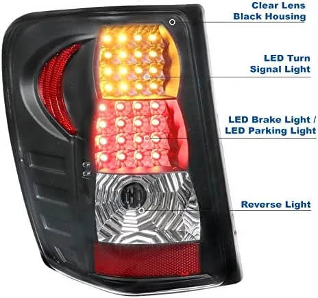 Vista 2 de Luces traseras LED de freno traseras negras compatibles con Jeep Grand Cherokee 1999-2004