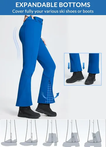 Vista 5 de BALEAF Women's Fleece Lined Snow Ski Pants Waterproof Windproof Softshell Insulated Slim Thermal Pants Zipper Bottom Leg