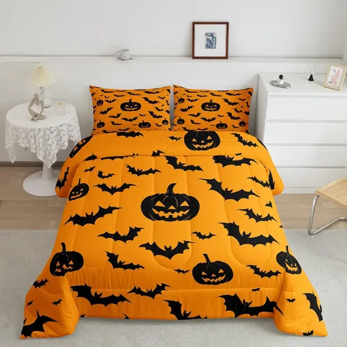 Vista 22 de Castle Fairy Spider Web Comforter Set,Happy Halloween Theme Hippie Bedding Sets for Kids Teens Adults,Black Spider Wild Animal Silhouette Comforter