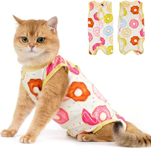 Vista 13 de Avont Traje de recuperación para gatos – Mameluco de gatito para gatos después de la cirugía, traje quirúrgico de esterilización alternativo al cono