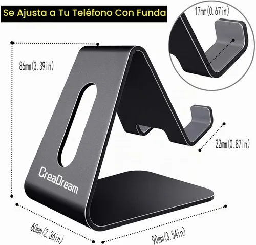 Vista 5 de CreaDream Soporte para Teléfono Celular, Base, Soporte, Soporte de Escritorio de Aluminio Compatible con Switch, Todos los Teléfonos Inteligentes