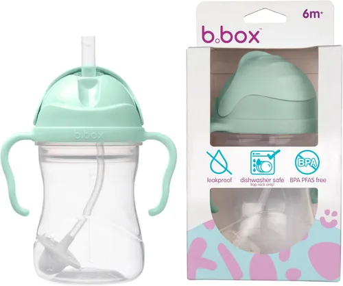 Vista 29 de b.box Vaso para beber con popote abatible, bebe desde cualquier ángulo, popote pesado, a prueba de derrames, a prueba de fugas y de fácil agarre
