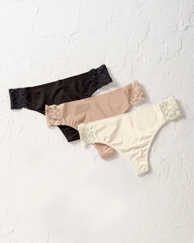 Vista 5 de Tanga de encaje lateral sin costuras - Ropa interior cómoda que no se ve para mujer