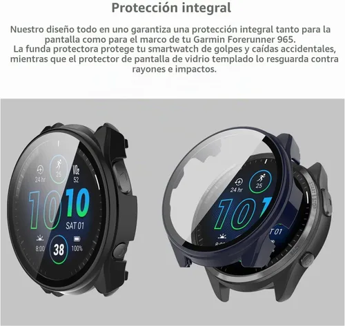 Vista 5 de [Paquete de 5] Funda compatible con Garmin Forerunner 965 con protector de pantalla de vidrio templado, Smartwatch de protección completa