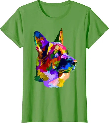 Vista 59 de Camiseta con retrato de pastor alemán para dueños de perros, Negro, S