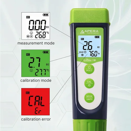Vista 4 de Apera Instruments AI103G Serie GroStar GS3 EC/500ppm/700ppm Kit de Probador de Lápiz con Sonda EC de Titanio Reemplazable para Prueba de Calidad