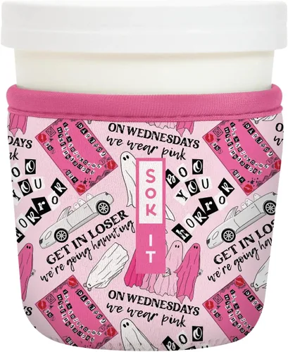 Vista 188 de Sok It IceCreamSok - Funda de neopreno aislada (flores abstractas, pintas de helado cónicas)