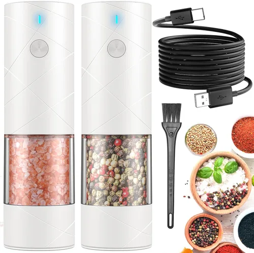 Vista 8 de 1 pieza de molinillo eléctrico de sal y pimienta USB recargable con luz LED cálida, grosor ajustable Lidaop de gran capacidad molinillo automático