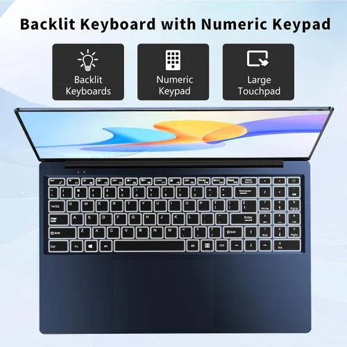 Vista 3 de FUNYET Portátil para Juegos, Computadora Portátil 2025, Laptop de 16 Pulgadas Win 11 Pro, 16GB RAM 1TB SSD, Procesador N150 (hasta 3.6GHz), Teclado