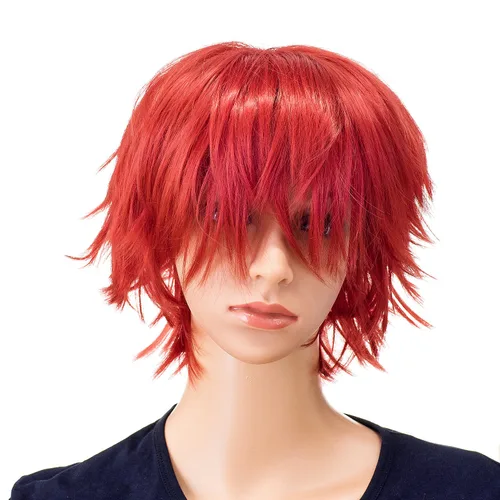 Vista 8 de SWACC - Peluca de cosplay, unisex, con capas, para hombres y mujeres, para disfraces 1B-Off Negro
